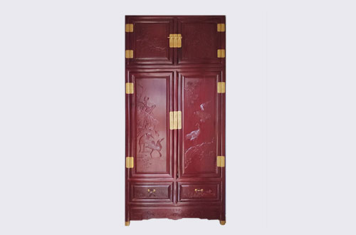 肃宁高端中式家居装修深红色纯实木衣柜